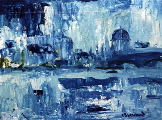 James Lawrence Isherwood (1917-1988) St Pauls from the Thames, 11.75 x 15.5in.